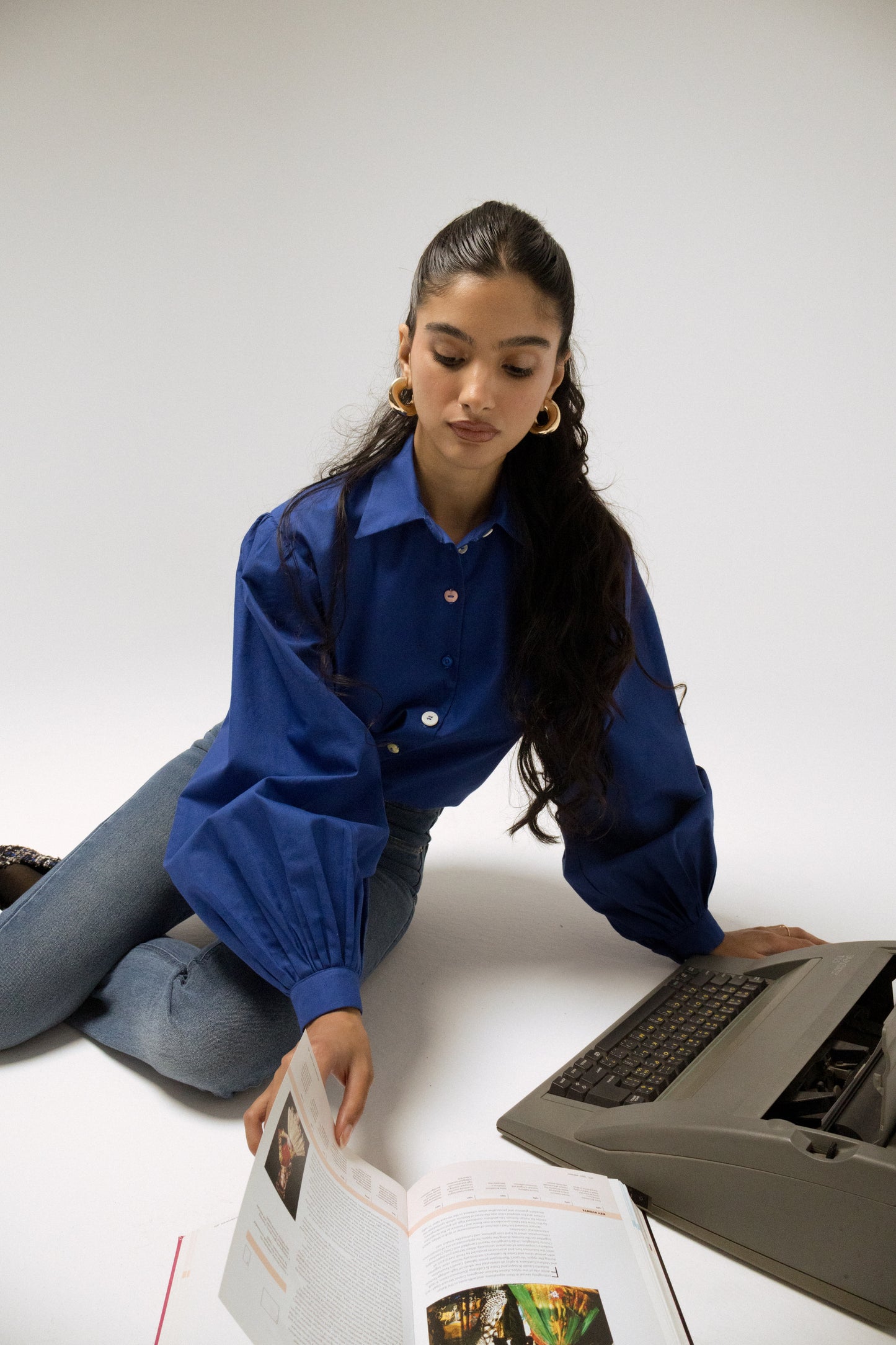 Puffy Sleeve Shirt in Electric Blue