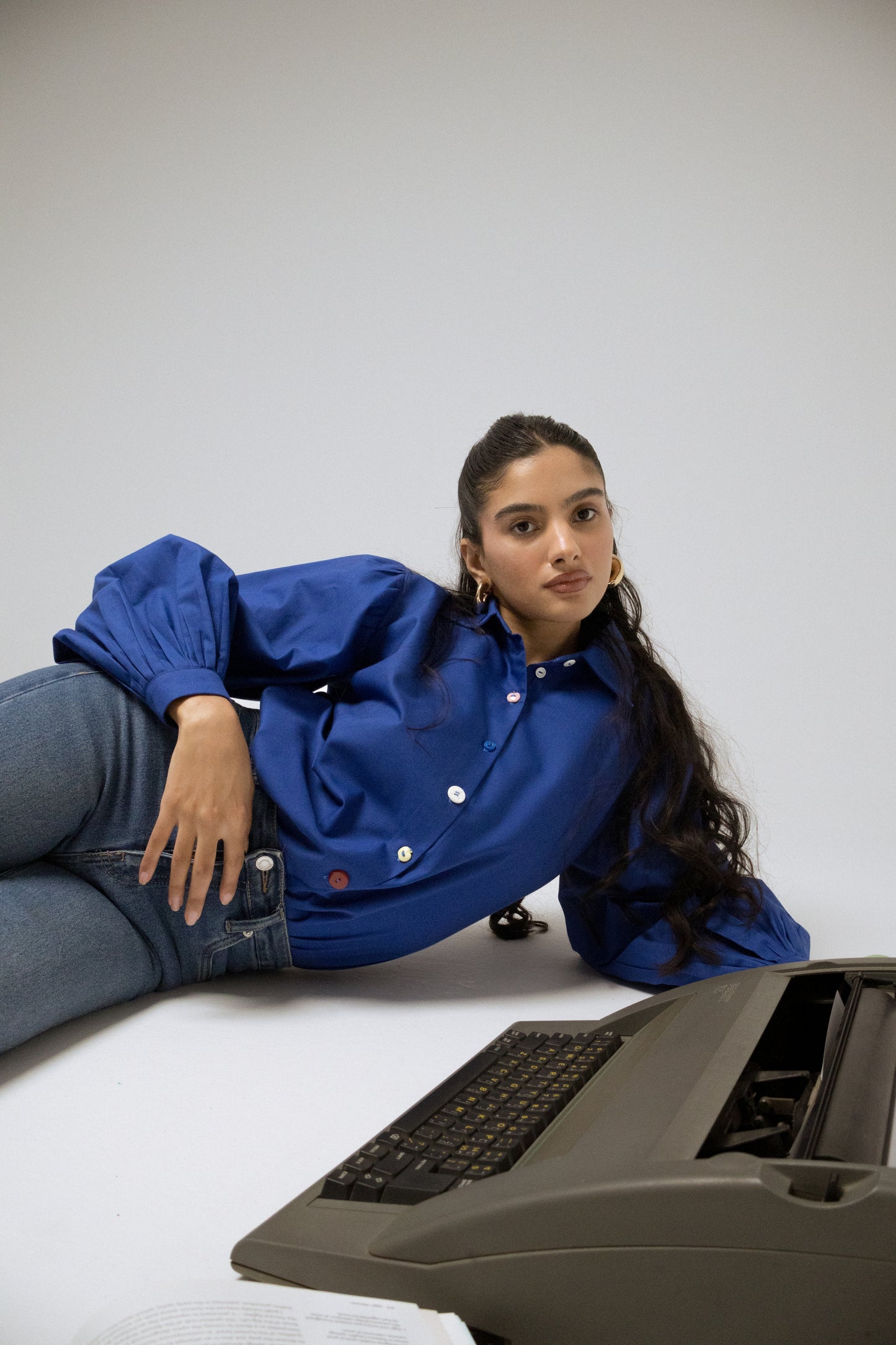 Puffy Sleeve Shirt in Electric Blue