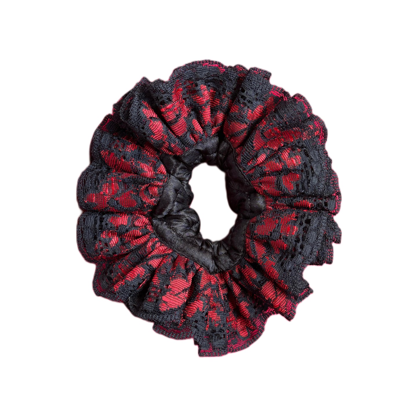 Tunji x Ashta Black and Red Lace Scrunchie